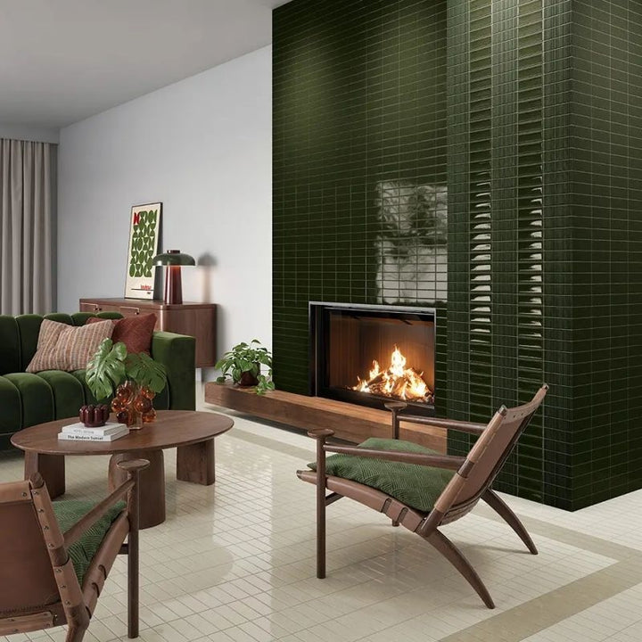 WOW Micare Evergreen porcelain wall tiles in an interior setting
